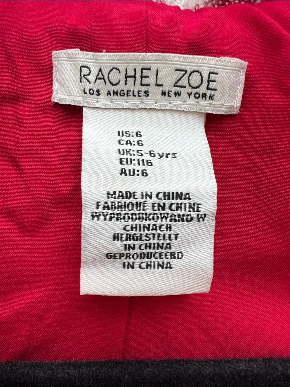 RACHEL ZOE Unique Red White Gingham Tweed Dress Coat Jacket Girls 6